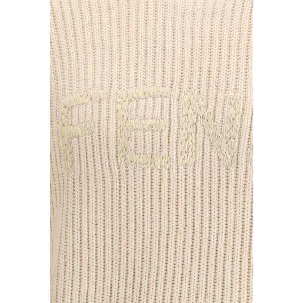 Sweat-shirt en laine polaire beige Fendi