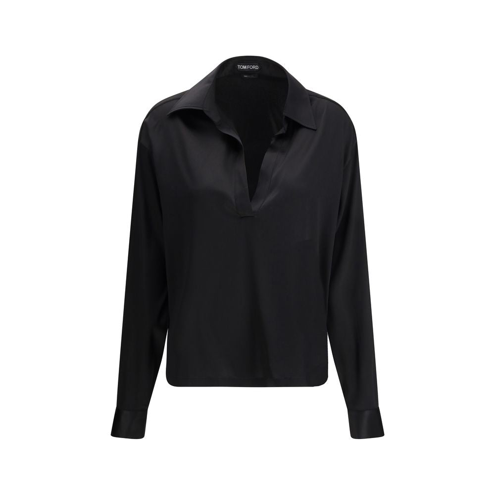 Tom Ford Black Silk Polo Shirt - Luxurious Elegance