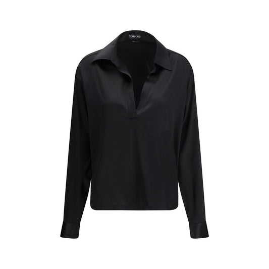 Polo Shirt en Soie Noire Tom Ford