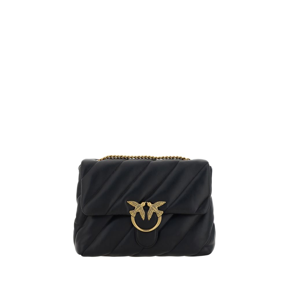 PINKO Black Leather Love Puff Shoulder Bag