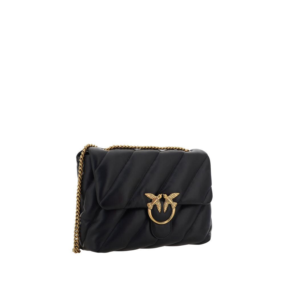PINKO Black Leather Love Puff Shoulder Bag