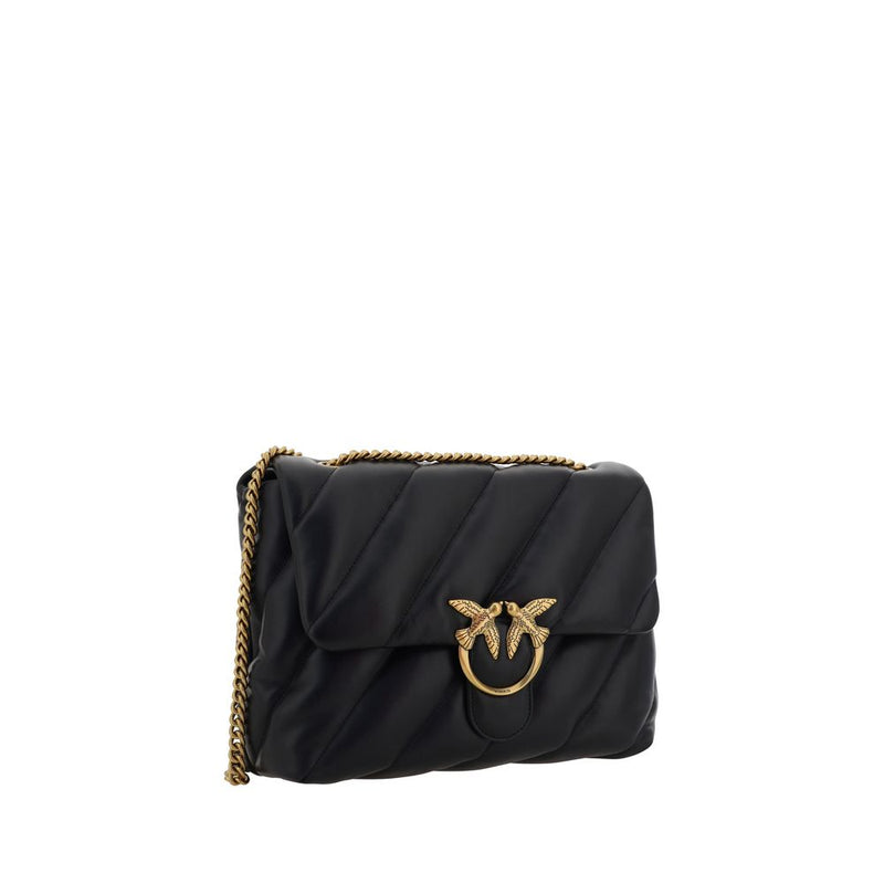 PINKO Black Leather Love Puff Shoulder Bag