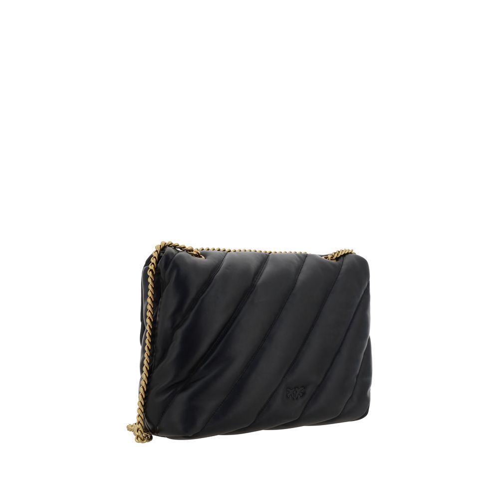 PINKO Black Leather Love Puff Shoulder Bag
