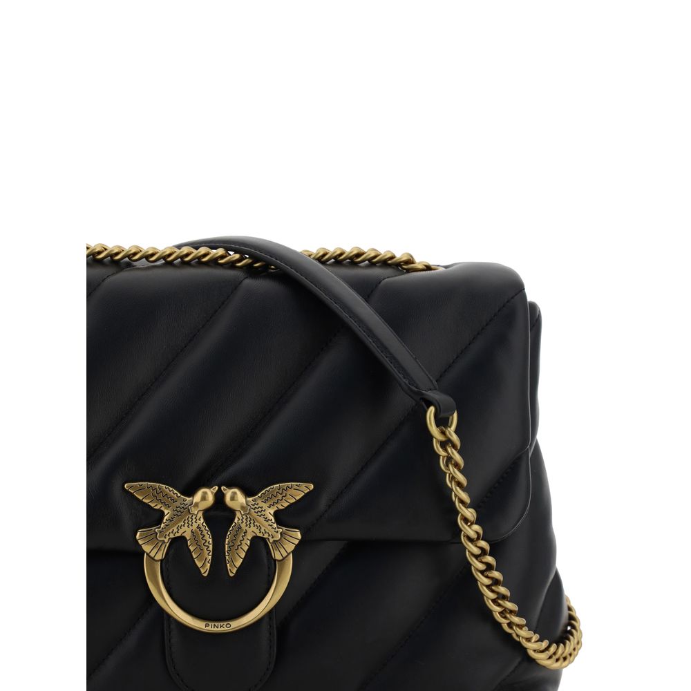 PINKO Black Leather Love Puff Shoulder Bag