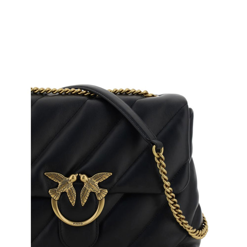 PINKO Black Leather Love Puff Shoulder Bag