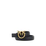 PINKO Black Calf Leather Bos Taurus Regular Belt - Elegant Accessory