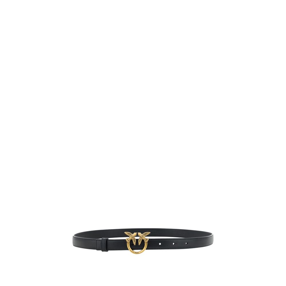 PINKO Black Calf Leather Bos Taurus Regular Belt - Elegant Accessory