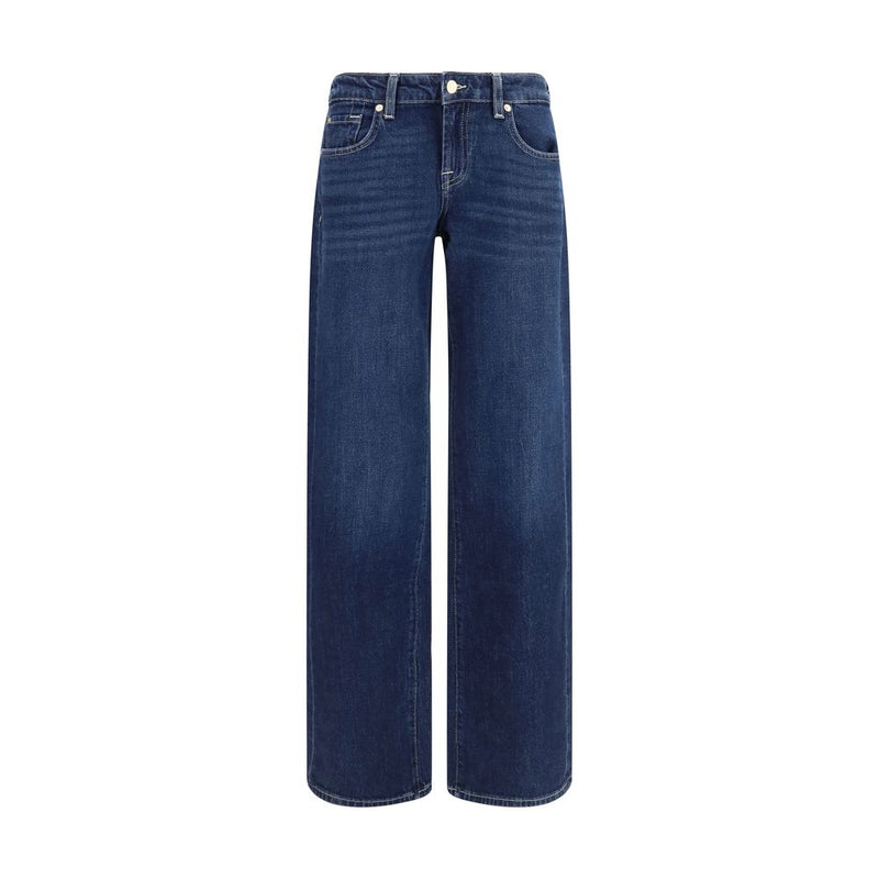 7FOR Blue Cotton Straight-Leg Jeans for Effortless Style