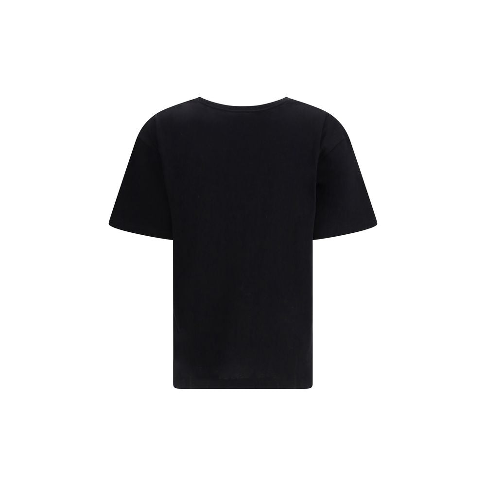 Valentino Black Cotton T-Shirt with Panther Graphic Design