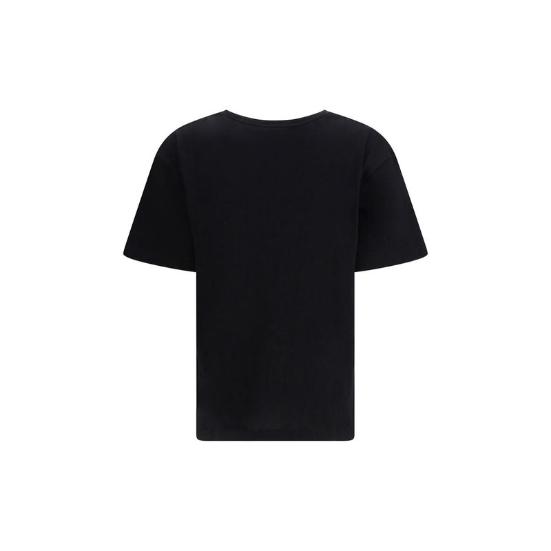 Valentino Black Cotton T-Shirt with Panther Graphic Design