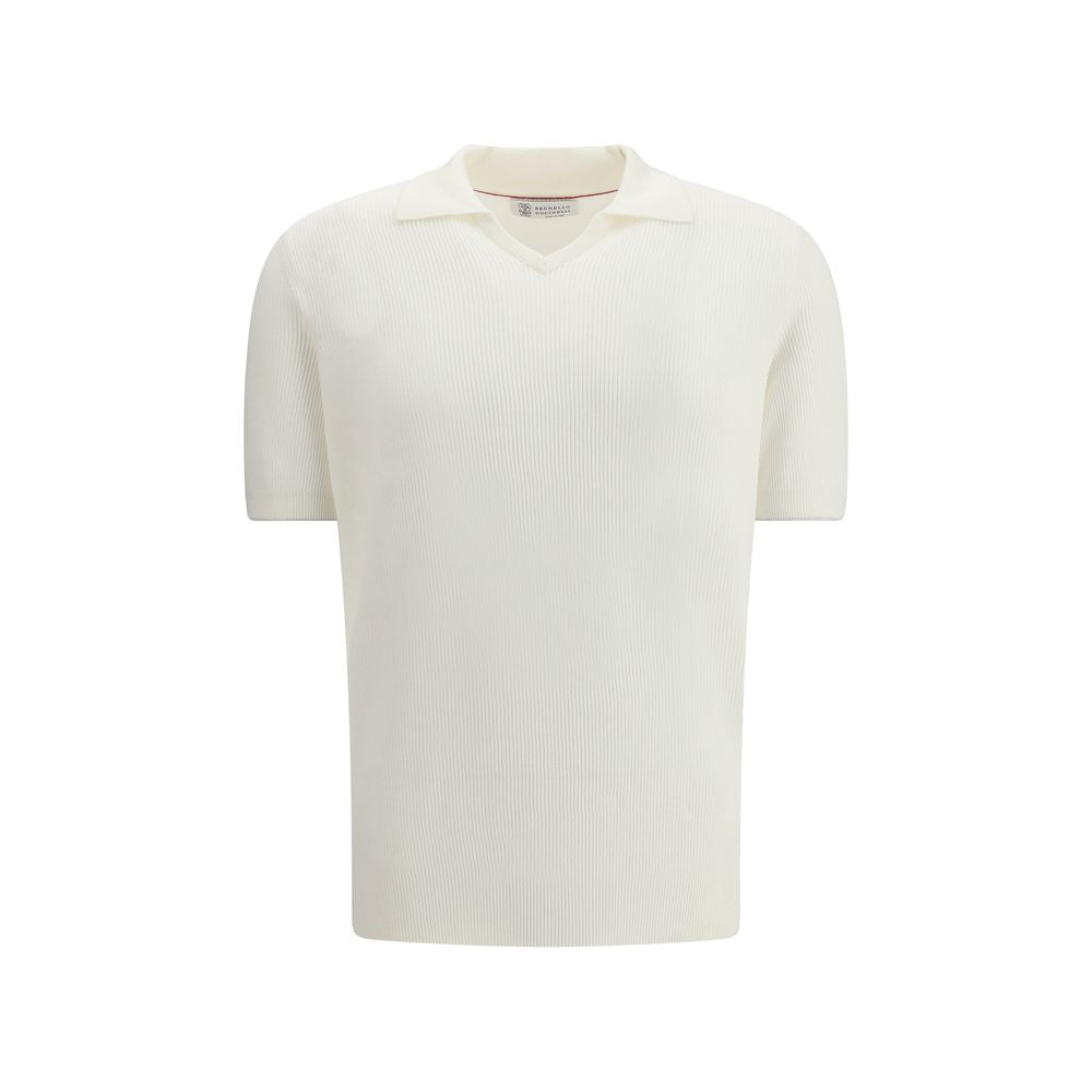 Brunello Cucinelli wit katoenen poloshirt