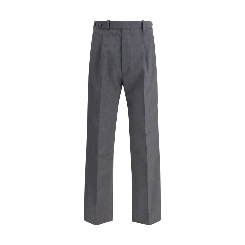 Pantalon habillé en laine polaire grise Prada