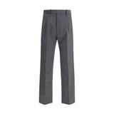 Pantalon habillé en laine polaire grise Prada