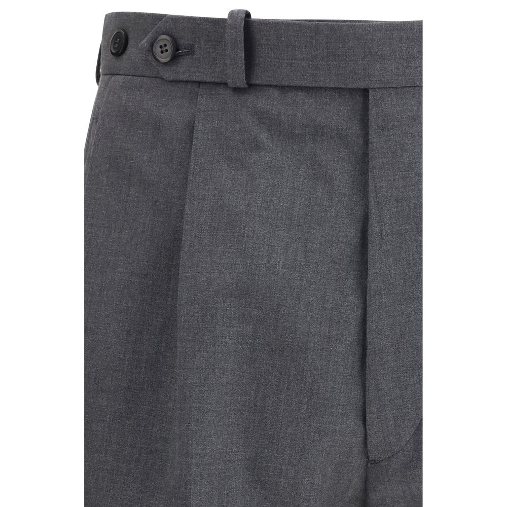 Pantalon habillé en laine polaire grise Prada