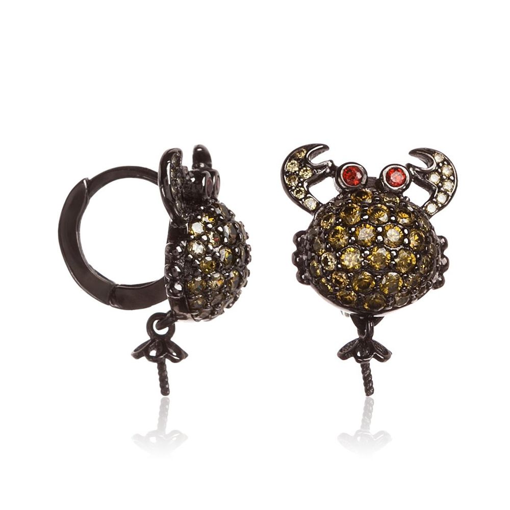 Boucles d'oreilles Lancaster noires et argentées