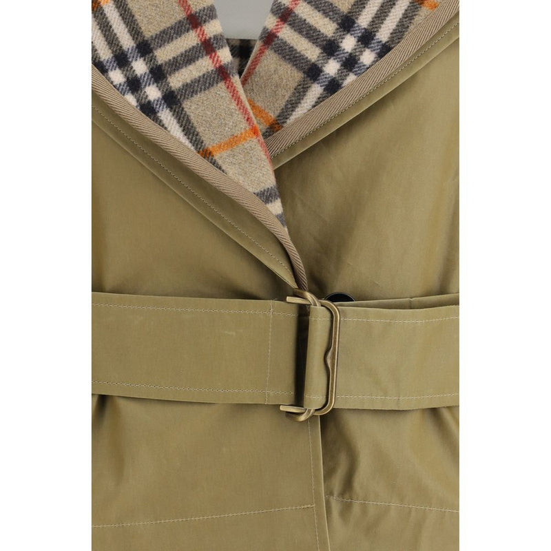 Burberry Beige Cropped Cotton Jacket with Check Quilting