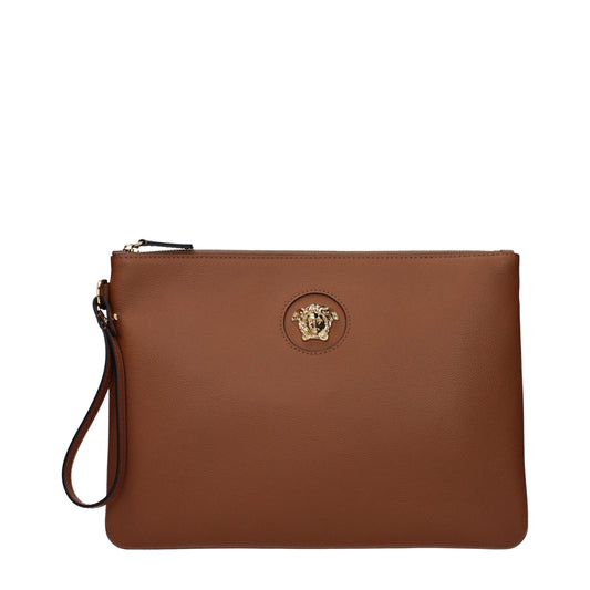 Pochette Versace en cuir marron