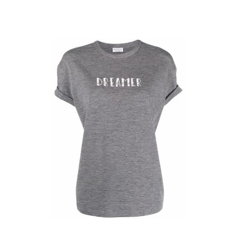 Brunello Cucinelli Gray Elastane T-Shirt for Women