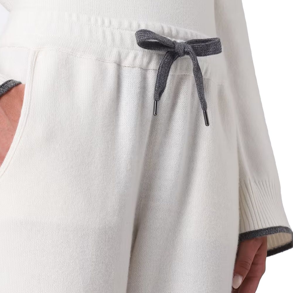 Brunello Cucinelli Pantalons de sport en cachemire blanc pour femmes