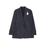 Brunello Cucinelli Blue Virgin Wool Jacket and Coat