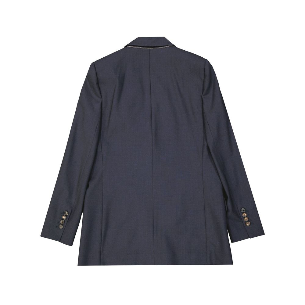 Brunello Cucinelli Blue Virgin Wool Jacket and Coat