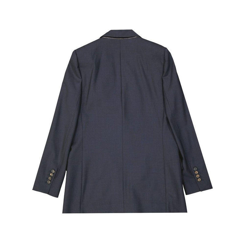 Brunello Cucinelli Blue Virgin Wool Jacket and Coat