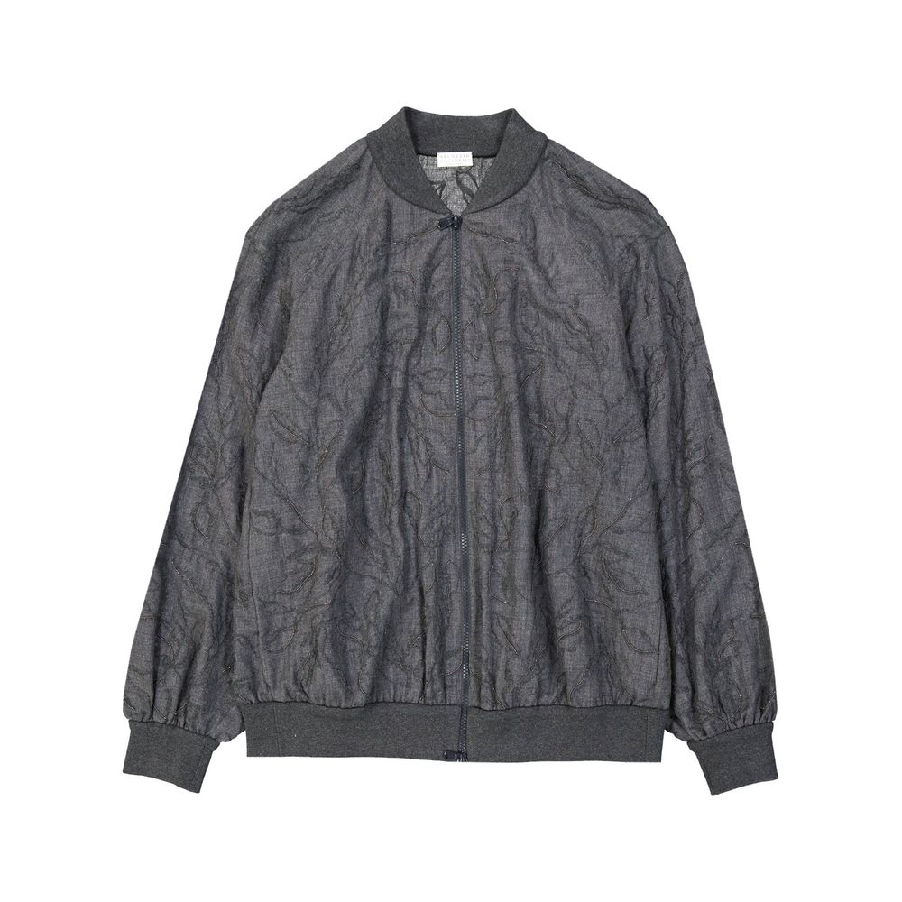 Brunello Cucinelli Gray Virgin Wool Bomber Jacket
