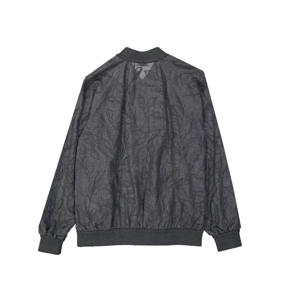 Brunello Cucinelli Gray Virgin Wool Bomber Jacket