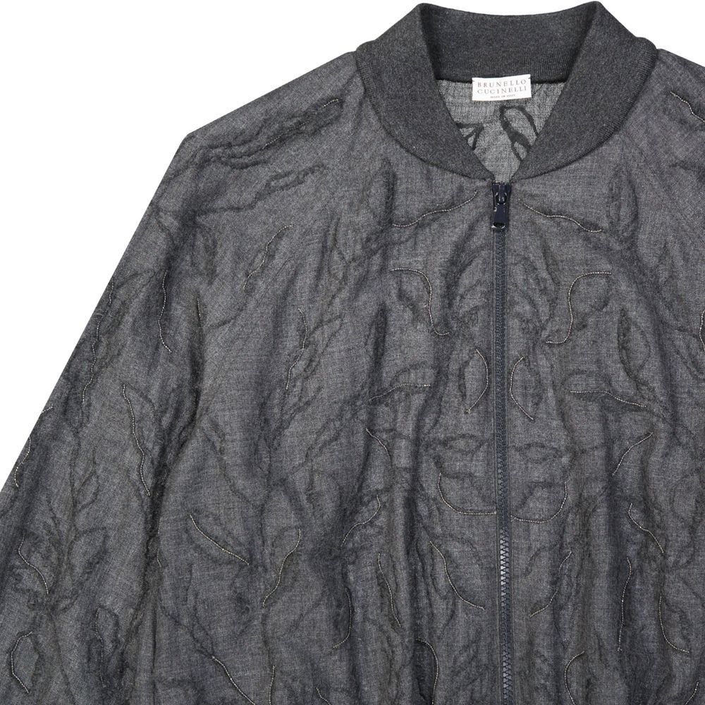 Brunello Cucinelli Gray Virgin Wool Bomber Jacket