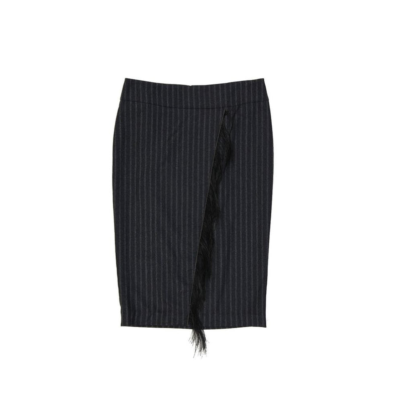 Brunello Cucinelli Gray Virgin Wool Midi Skirt