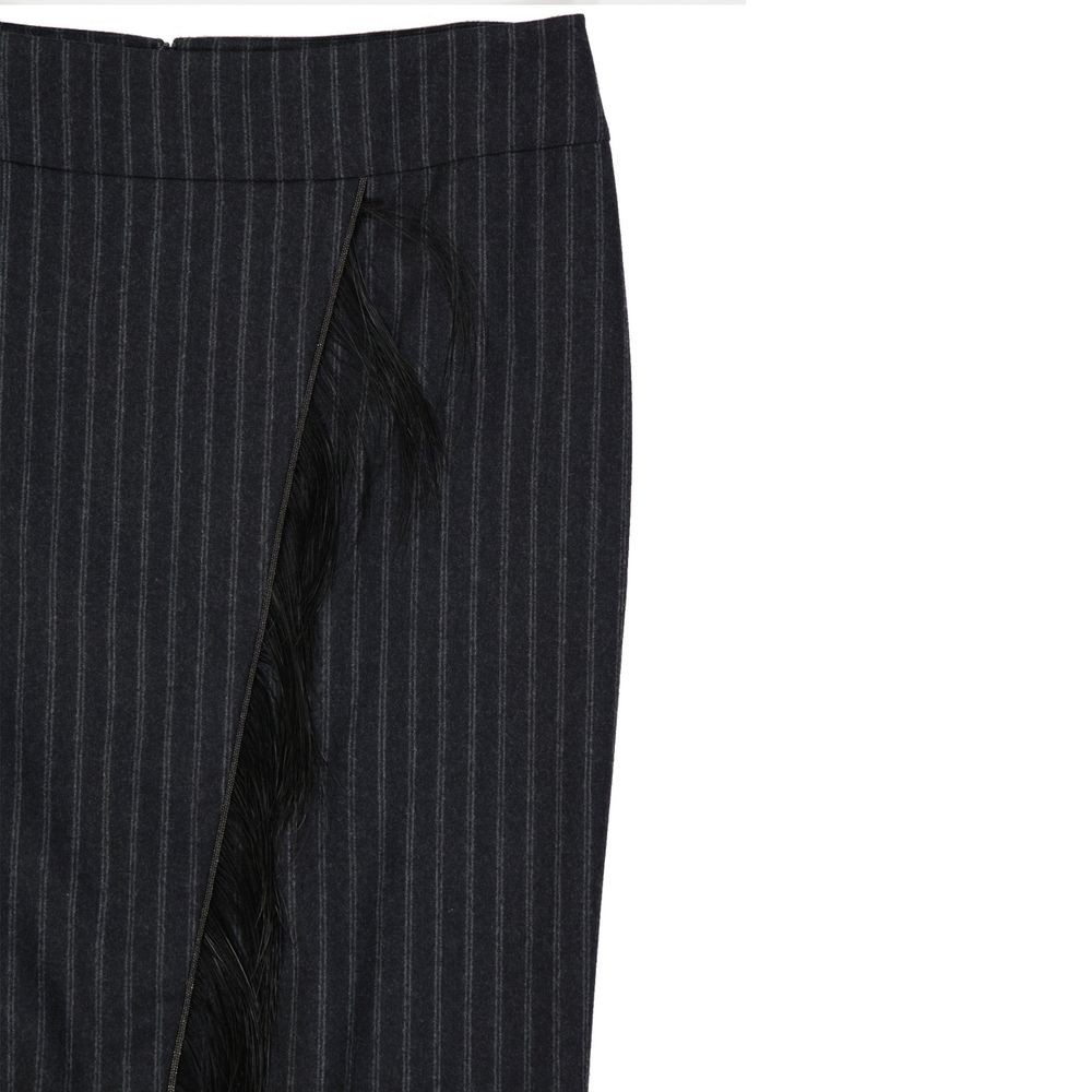 Brunello Cucinelli Jupe Midi en Laine Vierge Grise