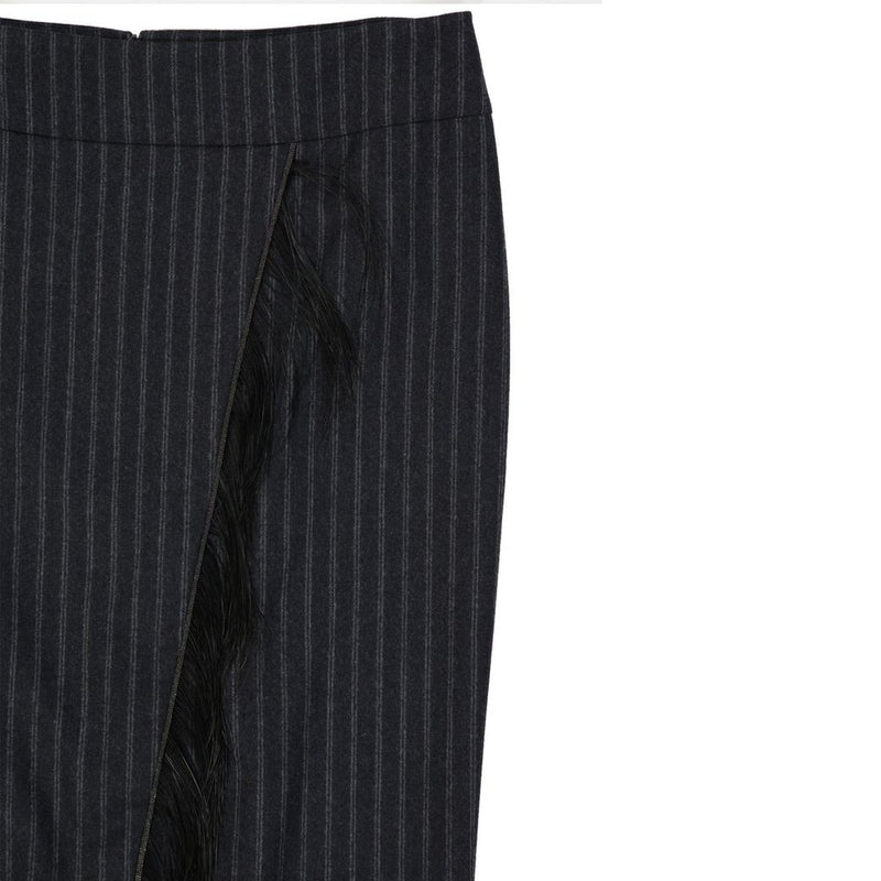 Brunello Cucinelli Gray Virgin Wool Midi Skirt