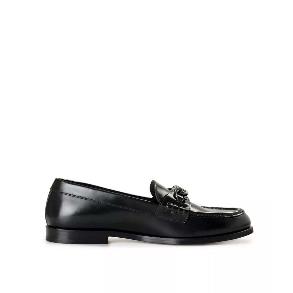 Valentino Garavani Black Leather Slip-On Loafers for Men