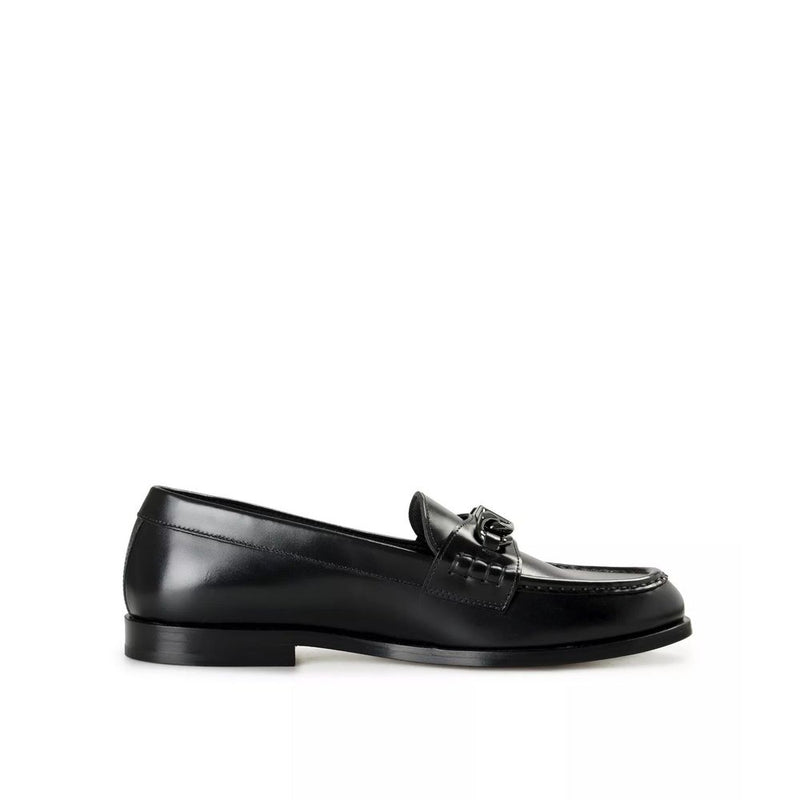 Valentino Garavani Black Leather Slip-On Loafers for Men