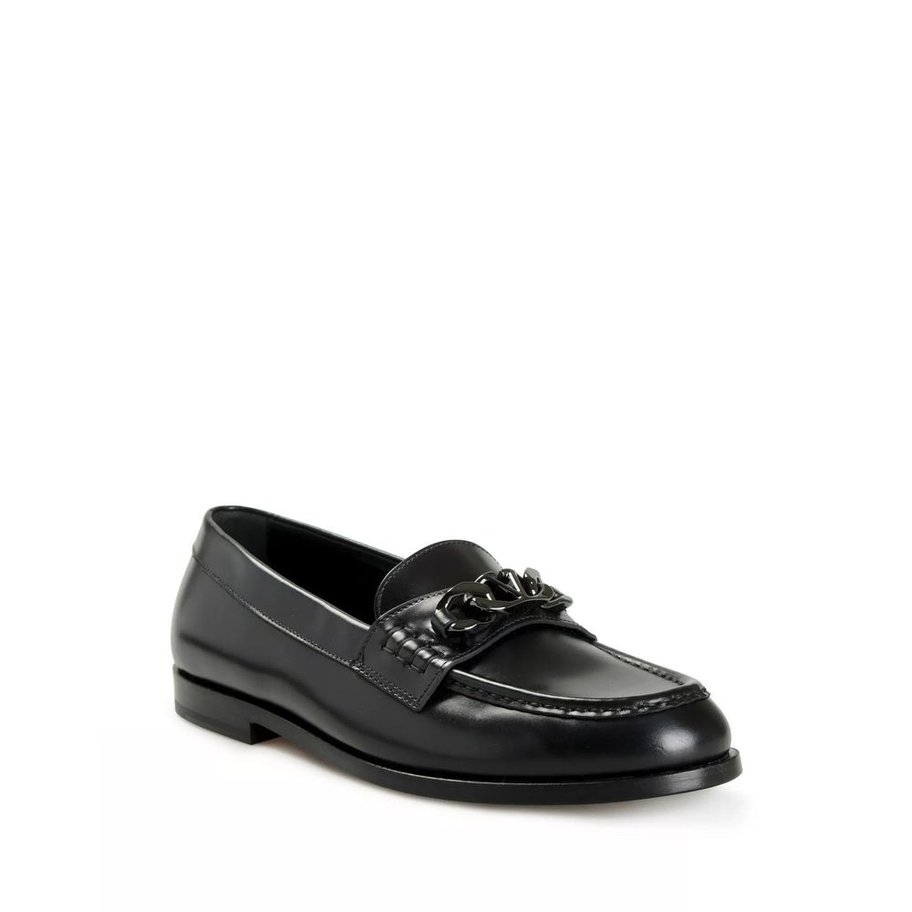 Valentino Garavani Black Leather Slip-On Loafers for Men