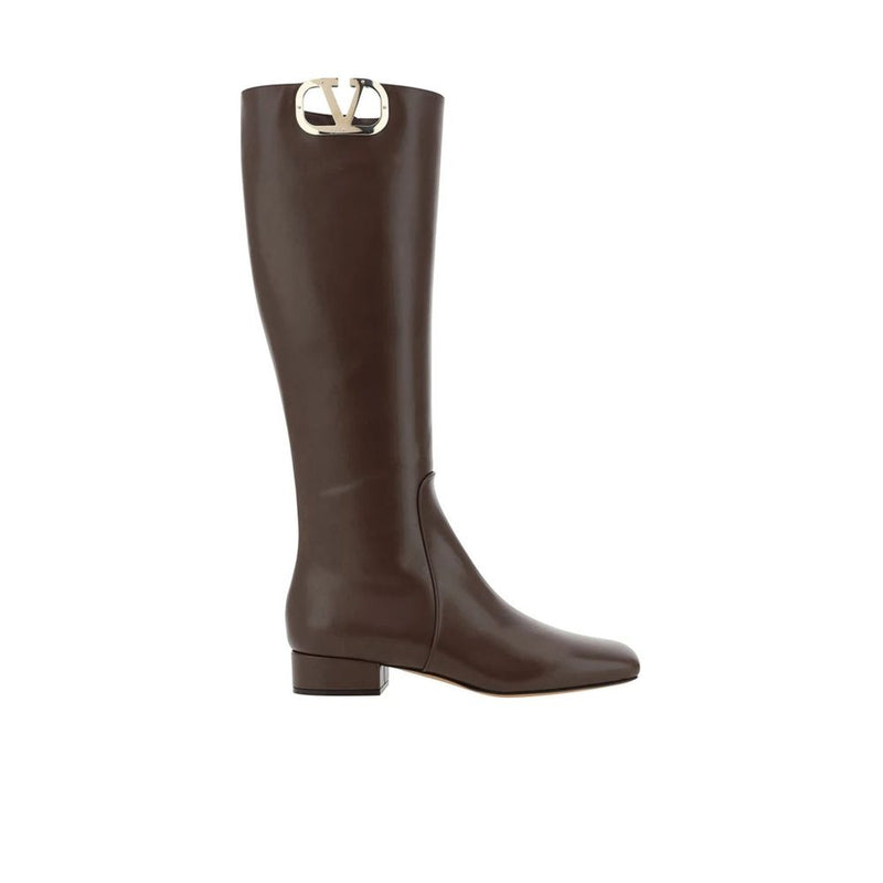 Valentino Garavani Brown Calfskin Lace-Up Boots for Women