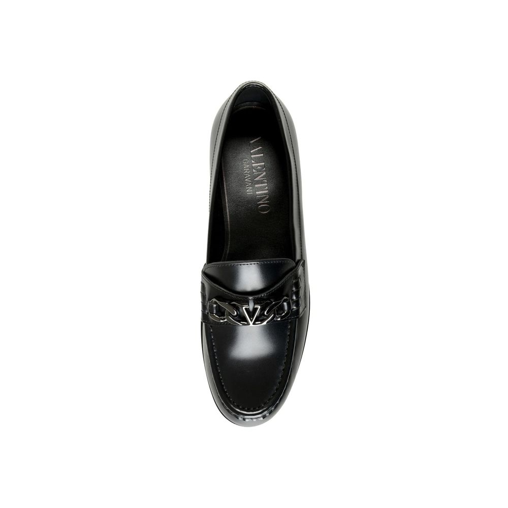 Valentino Garavani Black Leather Slip-On Loafers for Men