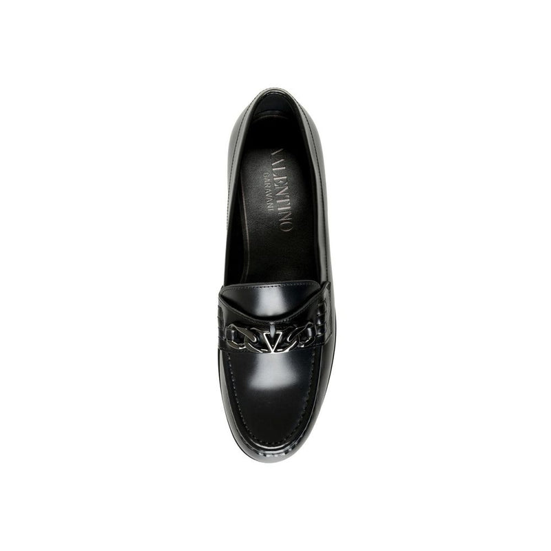 Valentino Garavani Black Leather Slip-On Loafers for Men