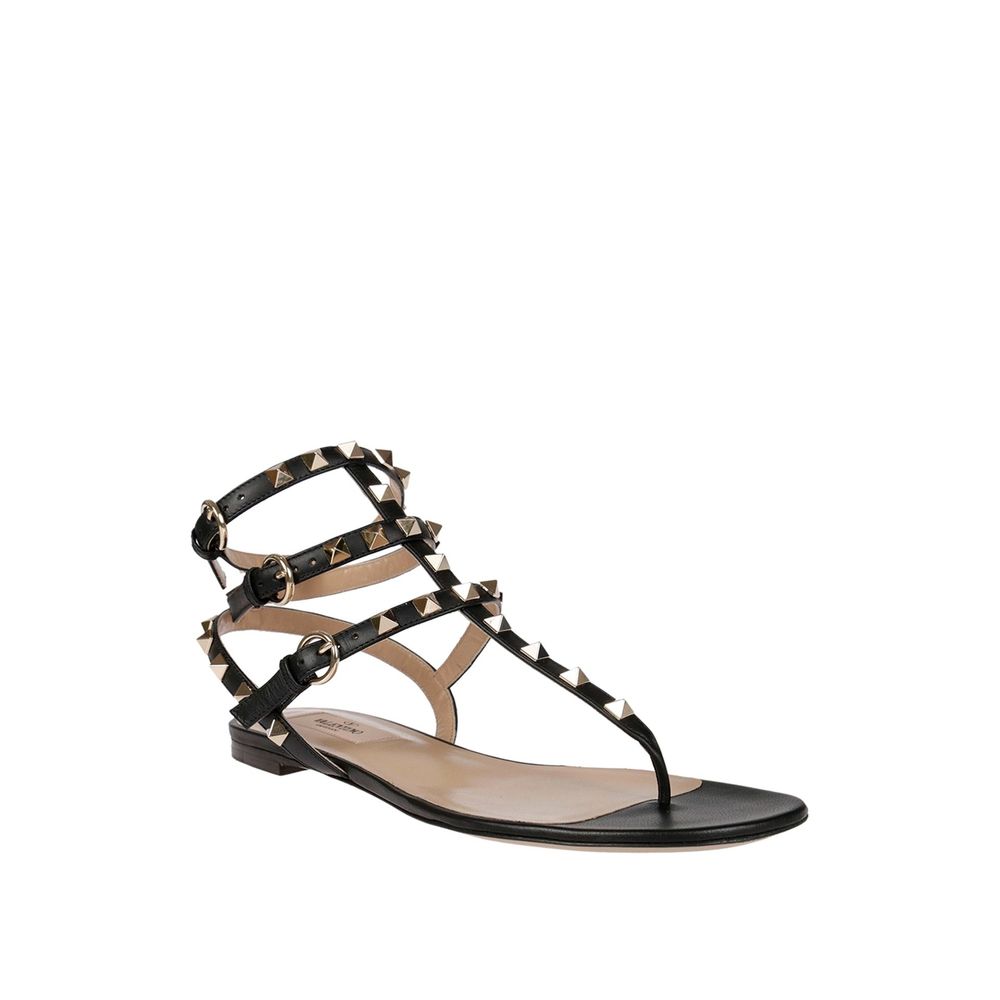 Valentino Garavani Sandales plates en veau noir