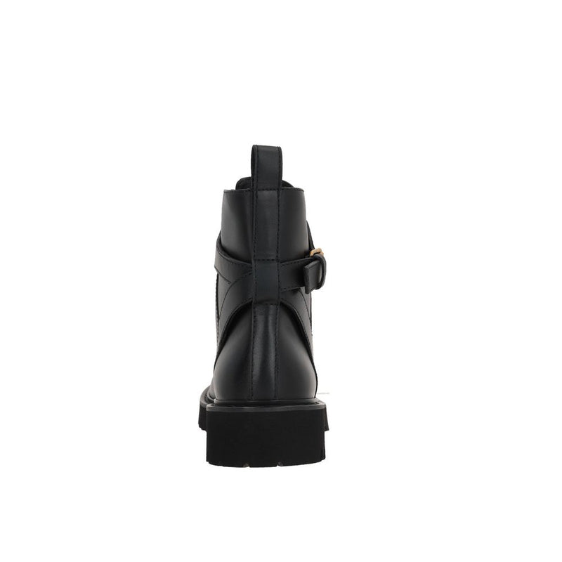 Bottes à Lacets en Cuir de Veau Noir Valentino Garavani pour Femme