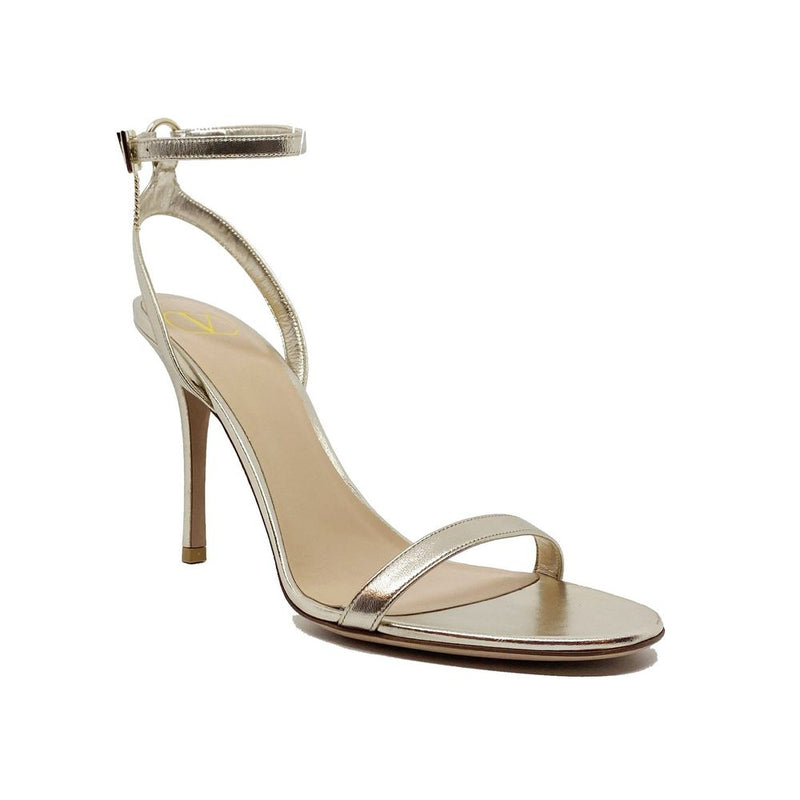 Sandales à Talons Aiguilles en Cuir Doré Valentino Garavani