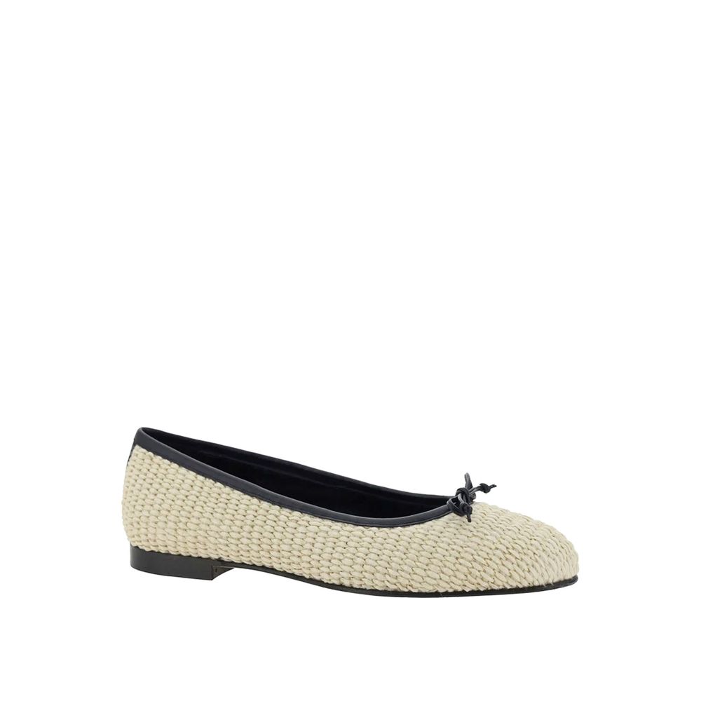Manolo Blahnik Ballet Flats en Raffia Beige pour Femme