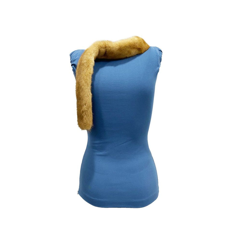 Dsquared² Blue Viscose Tank Top with Mink Fur Collar
