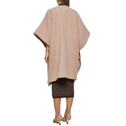 Poncho en cachemire beige Fendi