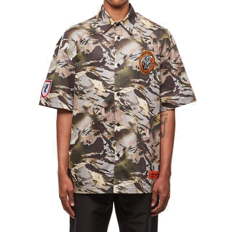 Heron Preston Bicolor katoenen patroon shirt