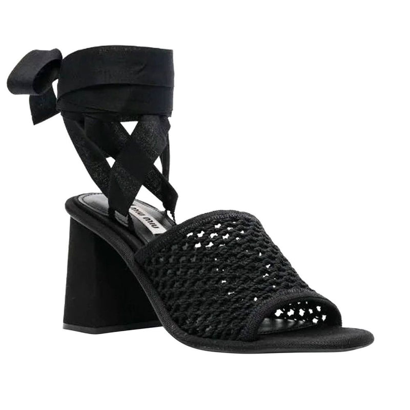Miu Miu Black Fabric Strap-On Sandals - Chic and Comfortable