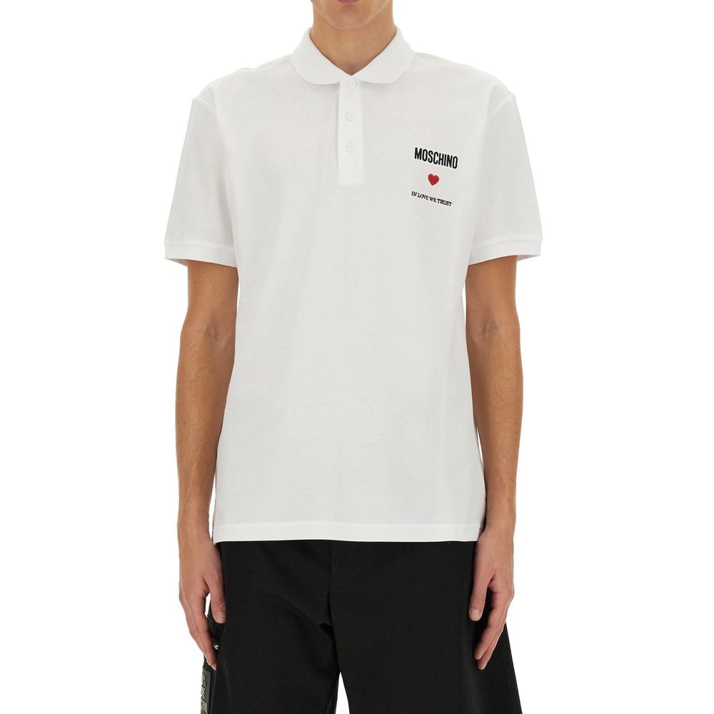 Polo blanc en coton Moschino Couture