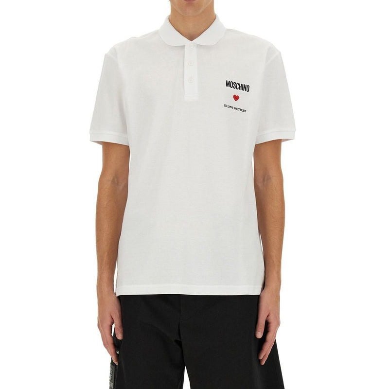 Polo blanc en coton Moschino Couture