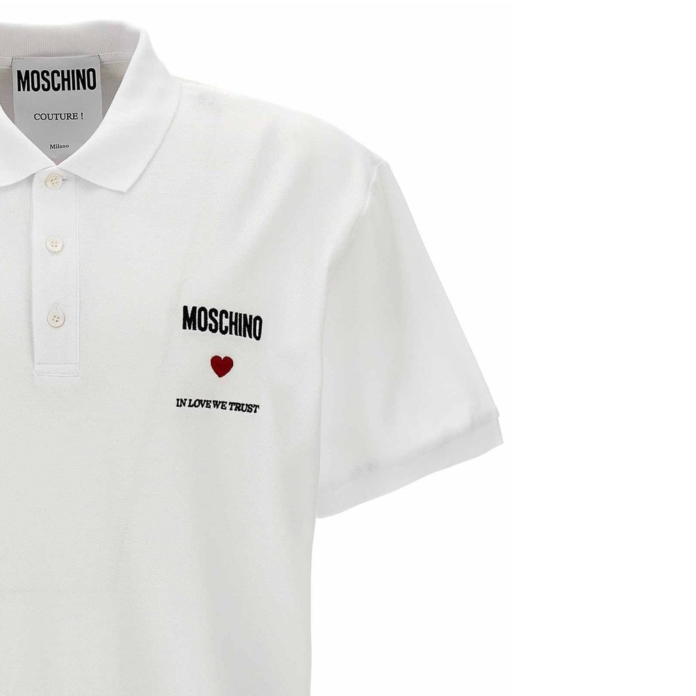 Polo blanc en coton Moschino Couture