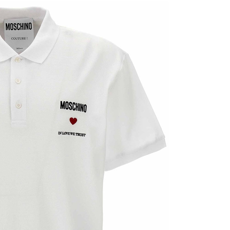 Polo blanc en coton Moschino Couture